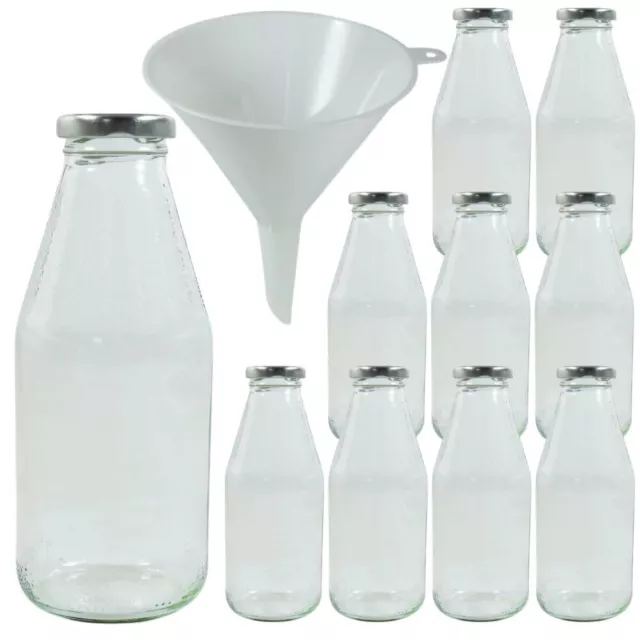 mikken 10 x Glasflasche Flaschen Milchflasche Saftflasche 0,5 Liter + Trichter