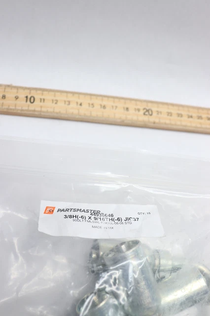 (15-Pk) PartsMaster Female Swivel JIC37 90DLT 3/8" H (-6) x 9/16" TH (-6)