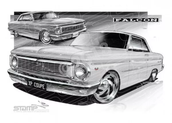 Ford Xp Falcon Coupe White A1 Stretched Canvas (Ft060)