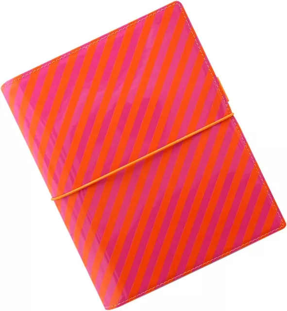 Filofax A5 Domino Patent Stripes Organiser - Orange/Pink 3