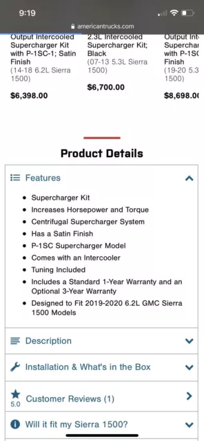 Procharger Supercharger Tuner kit 19-23 GM 5.3L 6.2L Trucks Stage II Intercooled
