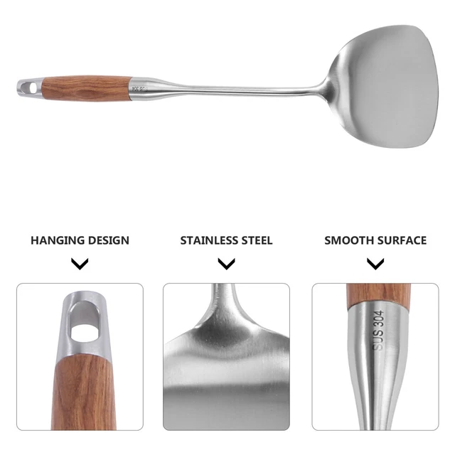 2 Spatules En Bois De Teck - Ustensiles De Cuisine Naturels 30cm - Résistantes à La Chaleur