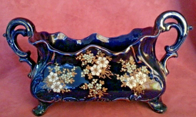 Ancienne Superbe Jardinière Décorative Faïence Bleu Ange de L'Amour et Femmes | eBay