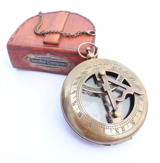 Personalized brass Compass - Travelers Sundial Compass, Engraved brass Compass,