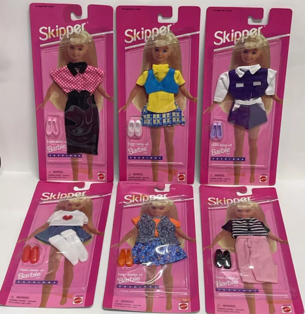 Skipper Teen Sister of Barbie Doll Fashions Outfit Mattel 68028-92 1995 Lot Of 6