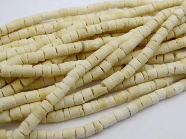 5 Strands of 22" Natural White Coconut Heishi Beads 3mm
