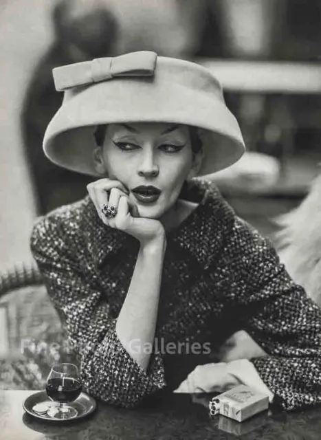 1957 Vintage RICHARD AVEDON Female Fashion Cloche Paris Large Duotone Photo Art