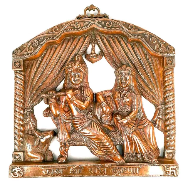 HANDCRAFTED LORD RADHA Krishna Wall Hanging Metal Showpiece Statue For
