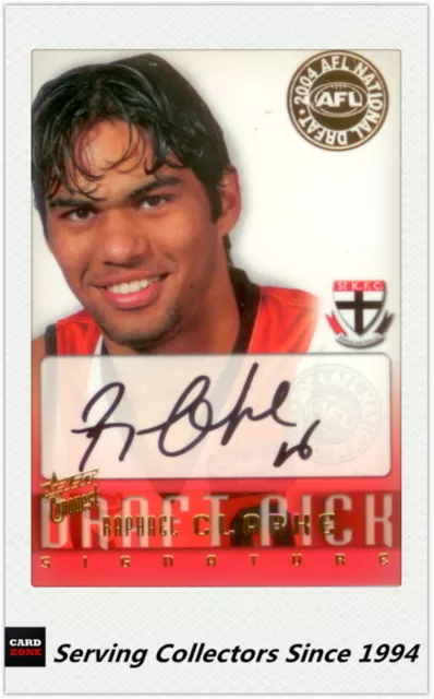 2004 Select AFL Conquest Draft Pick Signature Card DS8 Raphael Clarke (St.Kilda)