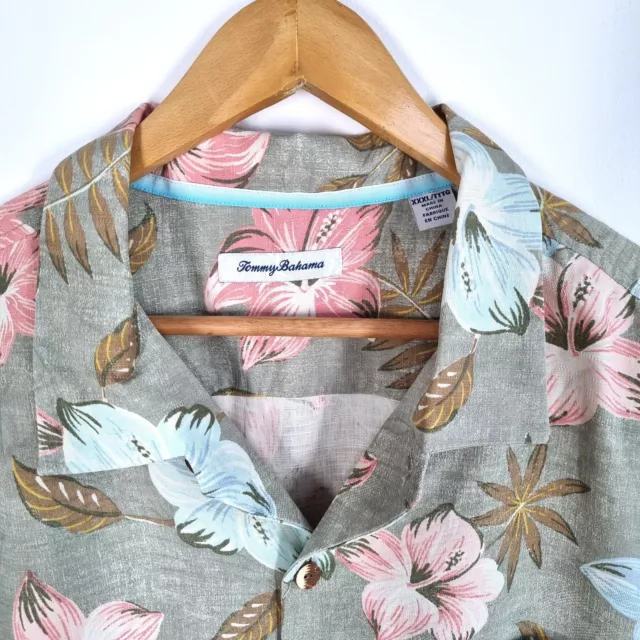 Tommy Bahama Hawaiian Shirt Silk Blend Floral Hibiscus Aloha Green Cruise XXXL 2