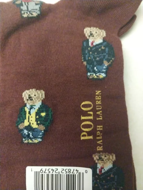 Polo Ralph Lauren All Over POLO BEAR Preppy Dress Socks Mens 🐻 Burgundy Maroon