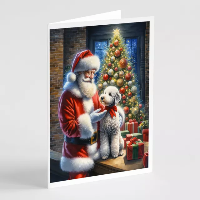 Bedlington Terrier Santa Claus Greeting Cards Envelope Pack of 8 DAC4065GCA7P