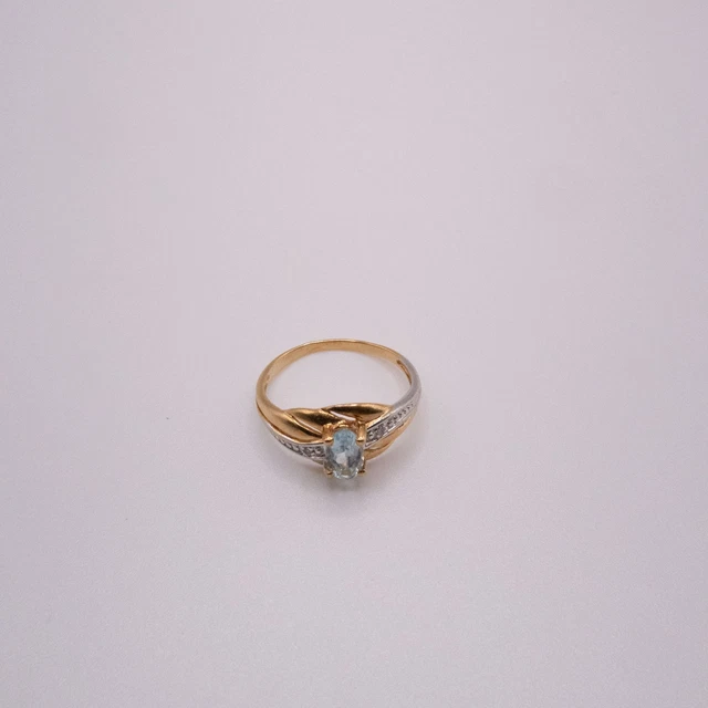 Bague Femme En Or Blanc 18K Avec Diamant Solitaire - Taille 54 - Diamant Vert - Occasion Parfait état