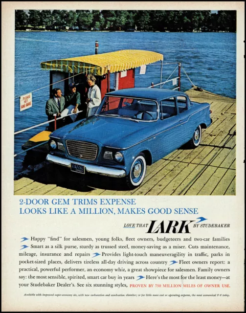1960 Lark Car by Studebaker Boat Dock Houseboat retro photo print ad LA39