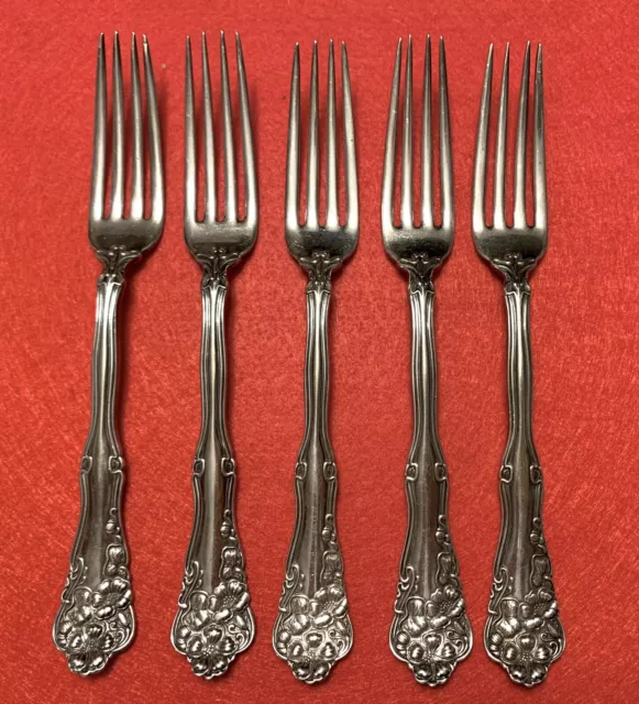 Set Of 5 Wm. Rogers Pat 1904 Berwick Diana 5 Dinner Forks Silverplate