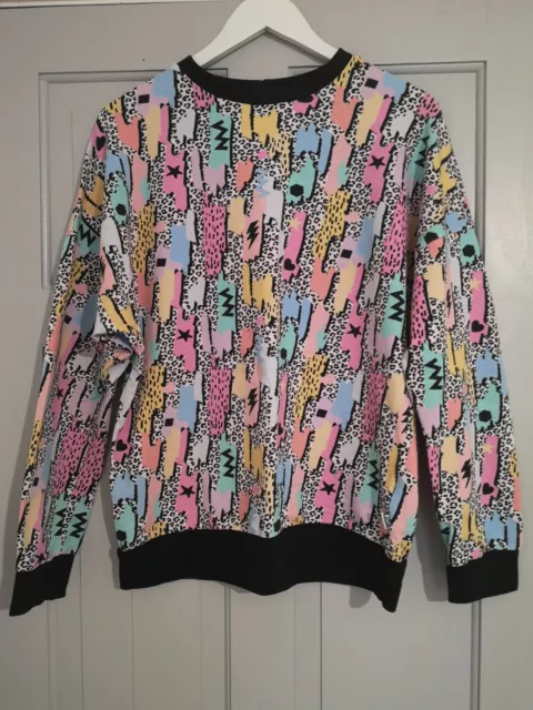 Lottie & Lysh Retro Print Sweater 90's Long Sleeves Jumper Medium M Heart Stars