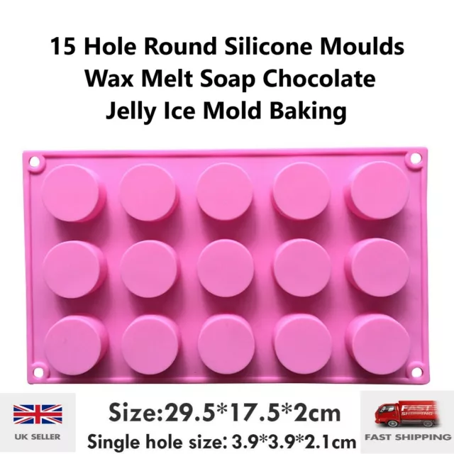 15 Hole Round Silicone Moulds Wax Melt Soap Chocolate Jelly Ice Mold Baking