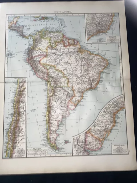 1885 South America The Times Atlas Antique Map