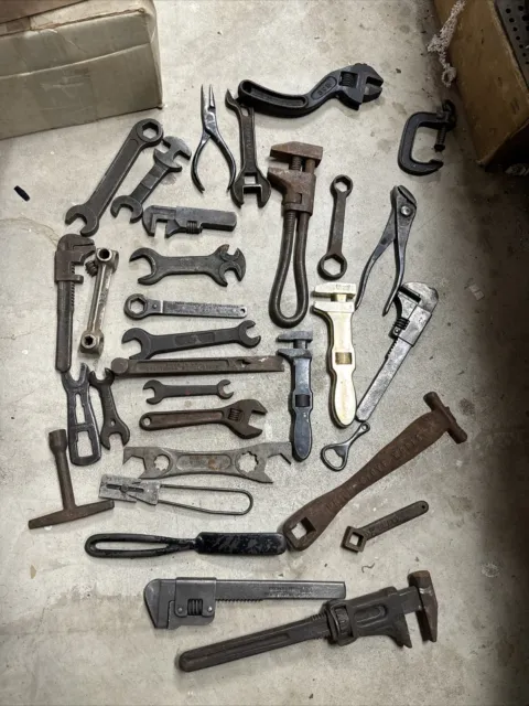 Huge Lot Cast Iron Adjustable Wrench Wizard Craftsman Billings Sterling Ira