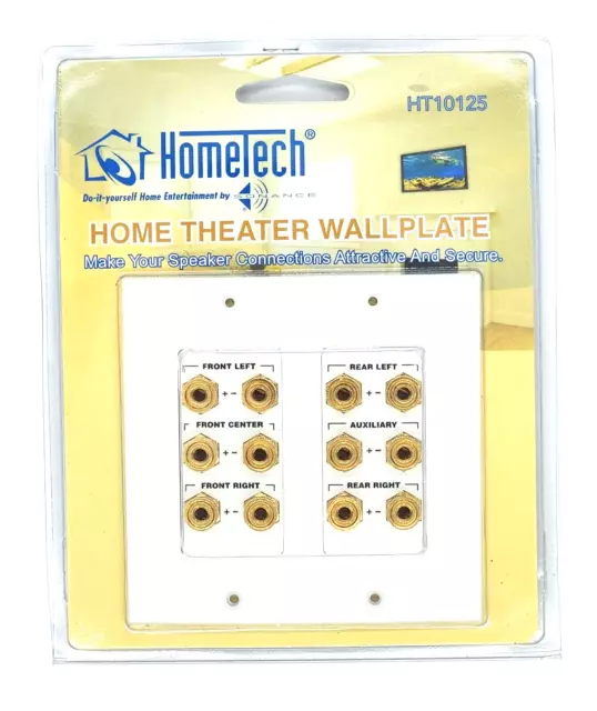 Home Theater Wall Plate With Six Channels For Speaker Connections HT10125