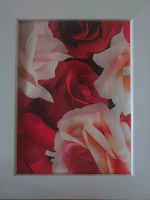 Fabric 100% cotton frame, roses, with white frame 15x20 cm