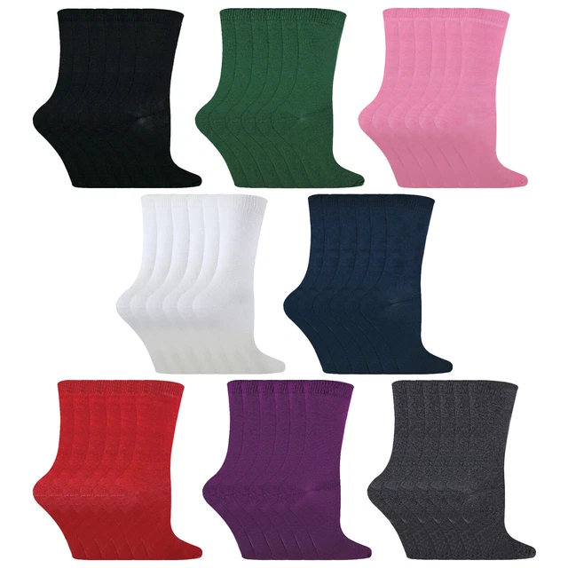 SOCK SNOB - 6 Paires Enfant Fille Garcon Unies Couleur Coton Chaussettes