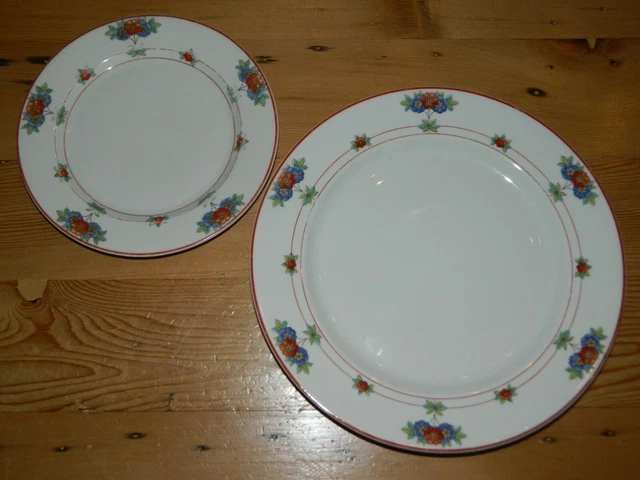 Lot of 2 Vintage Syracuse China Canterbury Pattern Plates 1916 ~7" & 9 3/4"