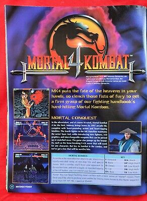 RARE! 1998 MORTAL KOMBAT 4 Nintendo Video Game = Official Promo Art PRINT AD