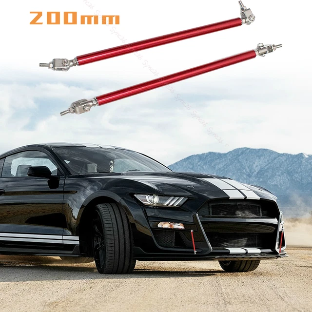 Pair 200mm Red  Front Bumper Lip Splitter Spoiler Strut Rod Tie Support Bar
