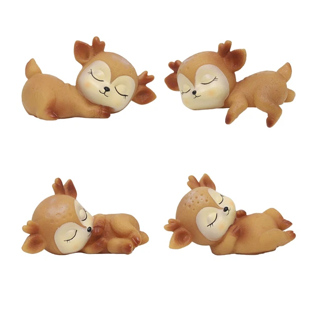 4er Set schöne Hirschfiguren Kawaii Ornamente Kinder Spielzeug Rehkitz 5