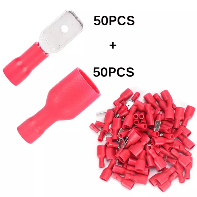 100X Female&Male Spade Insulated Connector Crimps Electricals Wire Terminal R-wf