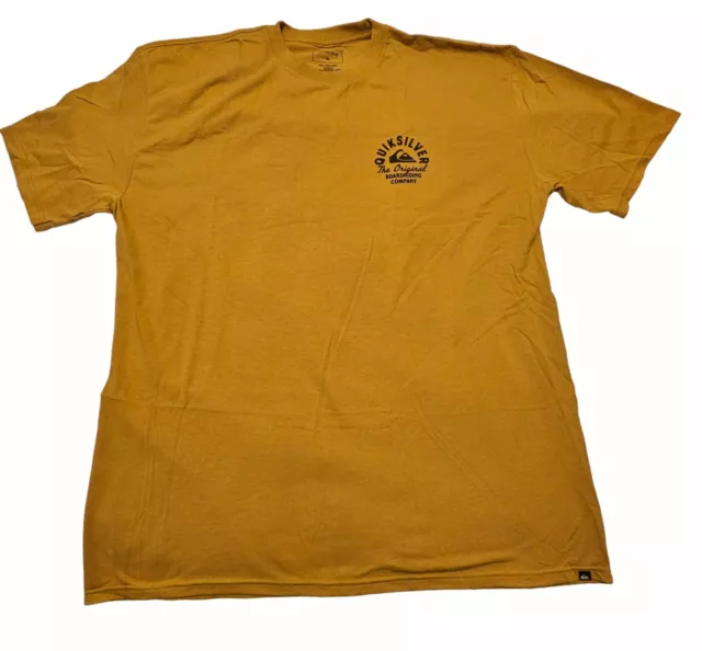 Quicksilver Regular Fit Men's T Shirt Short Sleeve Circled Script Mustard 2XL.
