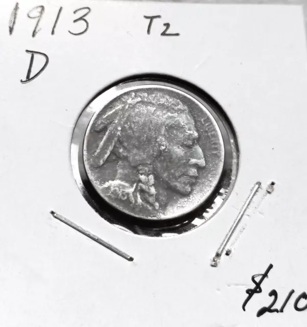 1913 D Type 2, Buffalo Nickel Cent, Good Grade, Full Horn, Great Gift, Key Date