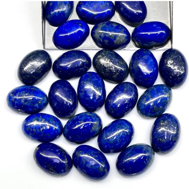 25 Pcs Natural Untreated Lapis Lazuli 14x10mm Oval Loose Cabochon Gemstones Lot