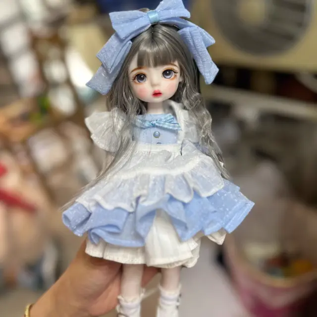 1/6 BJD Doll SD Full Set Cute Girl Ball Jointed Toys Eyes Dress Makeup Kids Gift