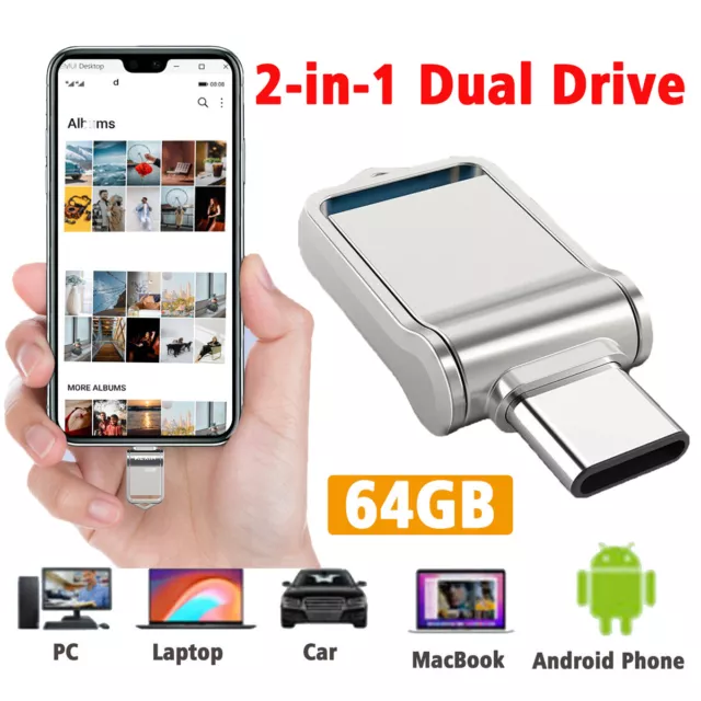 USB3.0 Mini Flash Drive 64GB Dual 2 In 1 Type C Memory USB Stick Pen Drive Lot