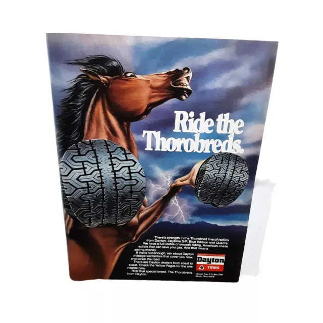 1981 Dayton Tires Horse Thorobreds Ad Vintage