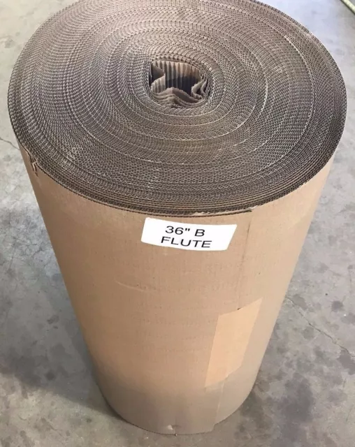 12 feet x 36" Singleface Corrugated B Flute Cardboard Roll.