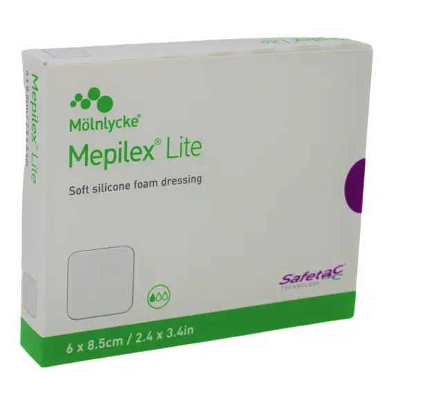 Molnlycke 284090 Mepilex Lite Silicone Foam Dressing 2.4x3.4" Box of 5 Exp 12/24
