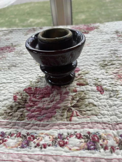 Vintage Electric Ceramic Glaze Telephone Telegraph Pole Insulator Cap Brown