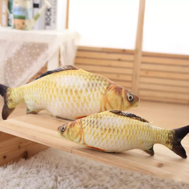 Juguete de peluche suave creativo 3D para mascotas con forma de pez carpa gato regalos hierba gatera píldora de pescado ] 2