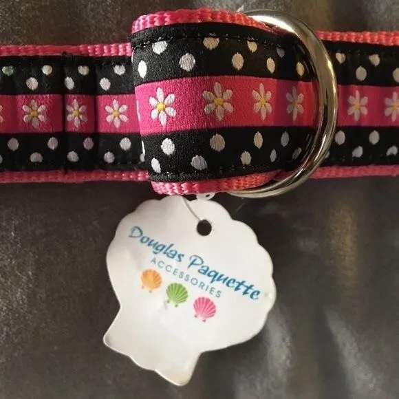 Douglas Paquette Daisy Adjustable Navy and Pink Preppy Belt