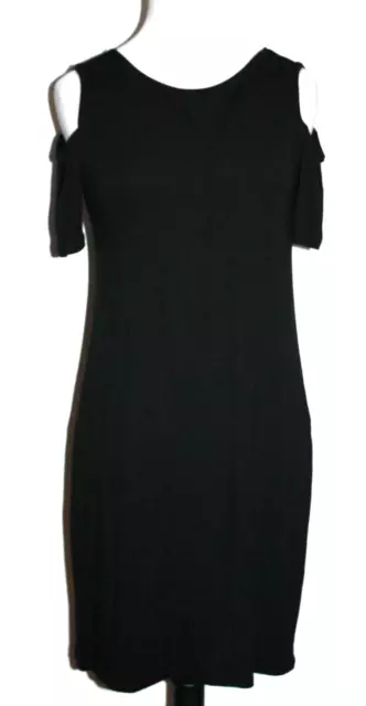 White House Black Market Women's M Medium Black Cold Shoulder Knit Shift Dress