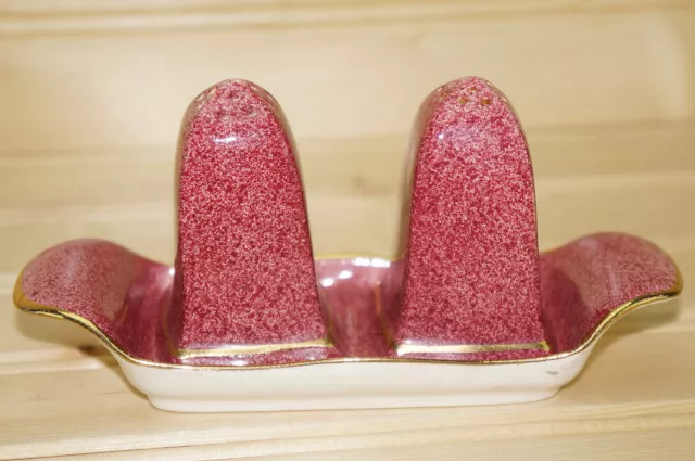 Royal Winton Grimwades Pink Mottled-Salt & Pepper Shaker Set with Tray