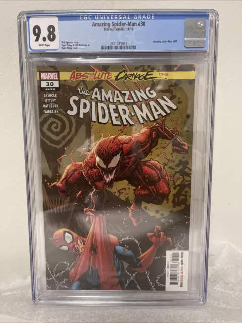 AMAZING SPIDER-MAN #30 LGY #831 ABSOLUTE CARNAGE TIE-IN CGC 9.8!! 1st Print.