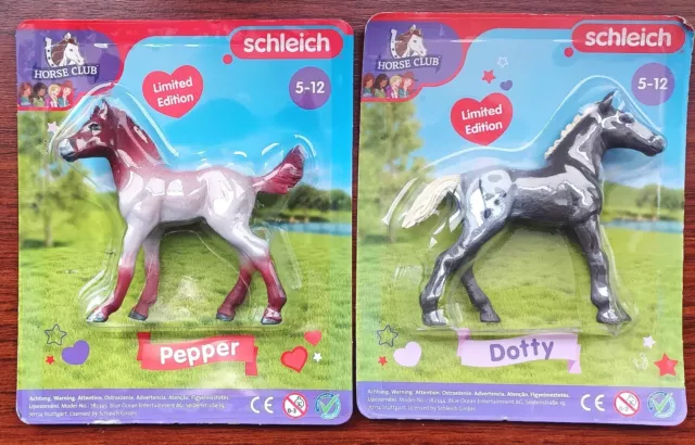 2 St. Schleich Fohlen Pepper Dotty Pferde Neu Horse Club Tiere