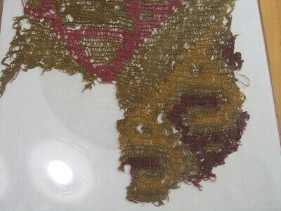 Ancient Pre Columbian Chancay Colorful Net / Gauze Textile Fragment 12x16" Case 6