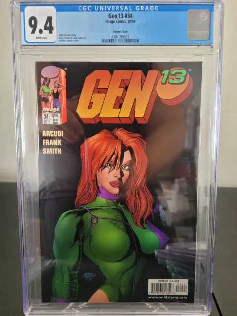 Gen 13 #34 Cgc 9.4 Graded Image Comics 1998 Htf Arthur Adams Variant Cover!!