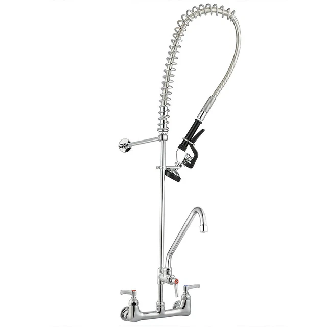 Aquaterior CUPC NSF Commercial Wall Mount Pull Out Pre-Rinse 12" Add-On Faucet