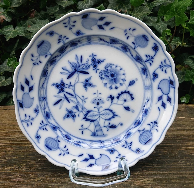 Vecchio Ernst Teichert Meissen Piastra Pranzo Piatto Blu Cipolla Ø 22,5 CM ~1920